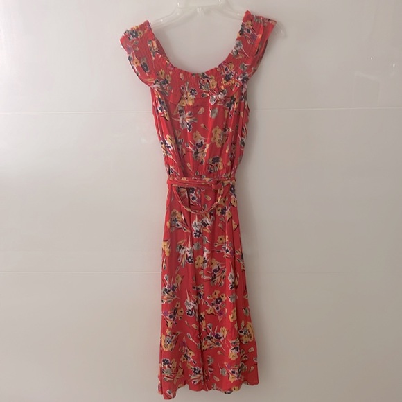 Anthropologie 47 of 52 Conversations Floral Dress  Size 6 Red Ruffle - Picture 7 of 9